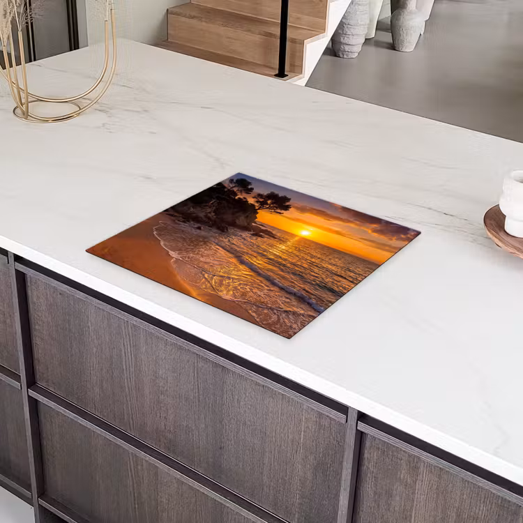 Zee - Kust - Zonsondergang - Natuur - Oranje Inductie beschermer vinyl 3mm middel -sfeer8