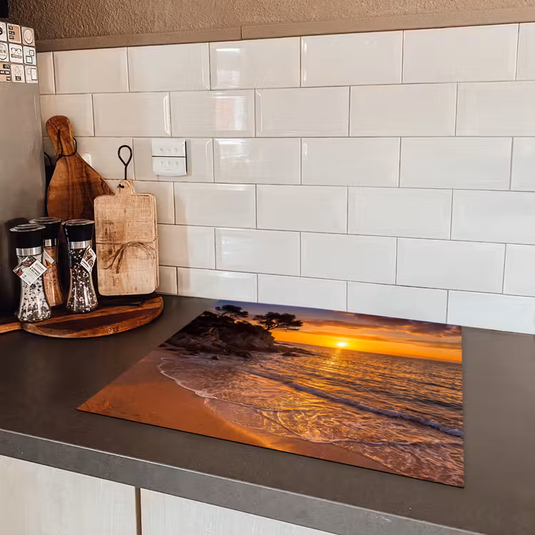 Zee - Kust - Zonsondergang - Natuur - Oranje Inductie beschermer vinyl 3mm middel -sfeer3