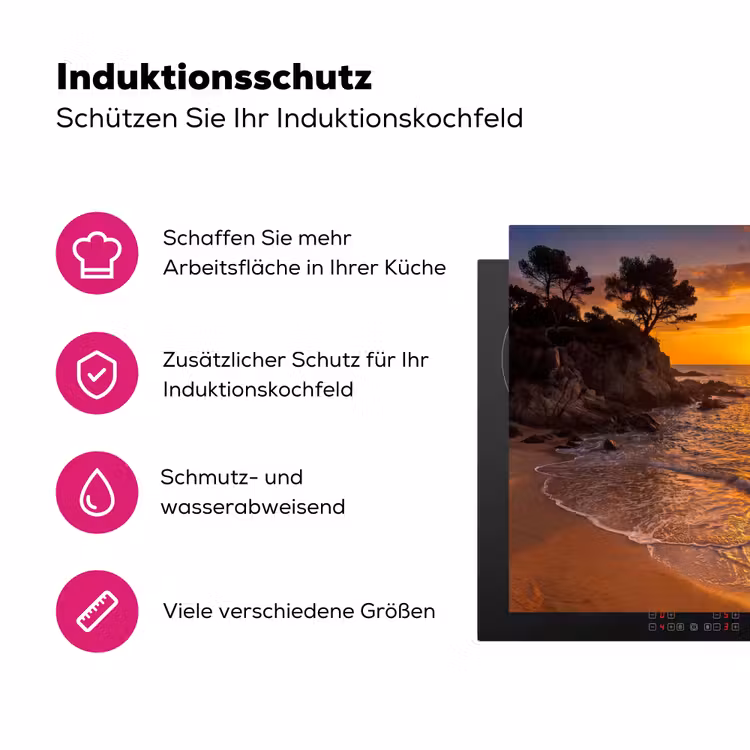 Zee - Kust - Zonsondergang - Natuur - Oranje Inductie beschermer vinyl 3mm middel -zzzzzzz-lf-ups