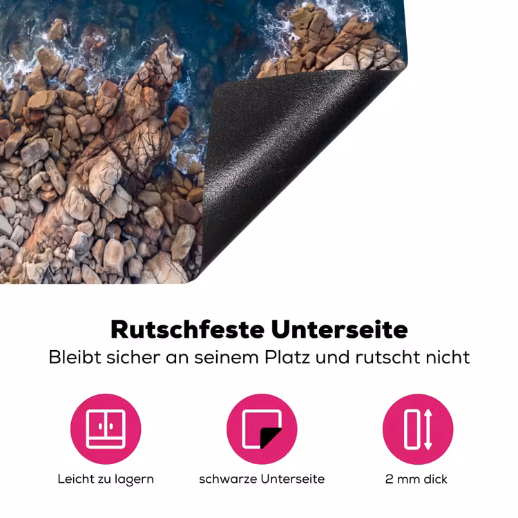 Zee - Kustlijn - Natuur - Abstract - Blauw Inductie beschermer vinyl 3mm middel -zzzzzzz-lf-onderkant