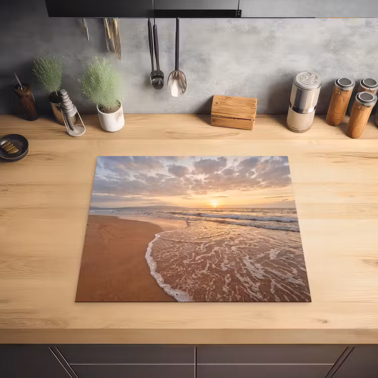 Zee - Kustlijn - Wolken - Landschap - Oranje Inductie beschermer vinyl 3mm middel -sfeer5