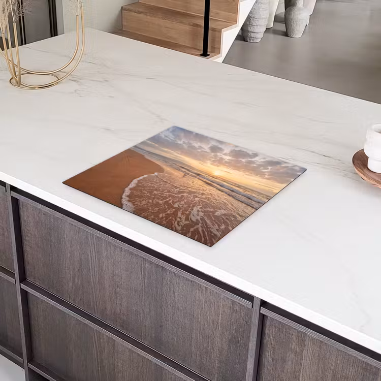 Zee - Kustlijn - Wolken - Landschap - Oranje Inductie beschermer vinyl 3mm middel -sfeer8