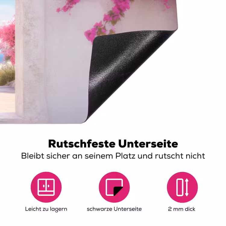 Zee - Roze - Bloemen - Poort Inductie beschermer vinyl 3mm klein -zzzzzzz-lf-onderkant