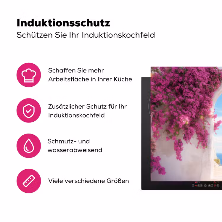 Zee - Roze - Bloemen - Poort Inductie beschermer vinyl 3mm klein -zzzzzzz-lf-ups