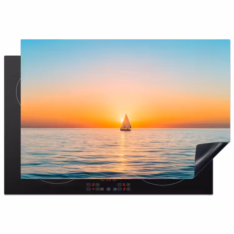 Zee - Zeilboot - Zonsondergang Inductie beschermer vinyl 3mm klein -3d