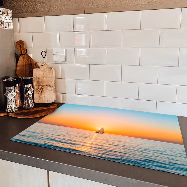Zee - Zeilboot - Zonsondergang Inductie beschermer vinyl 3mm klein -sfeer3