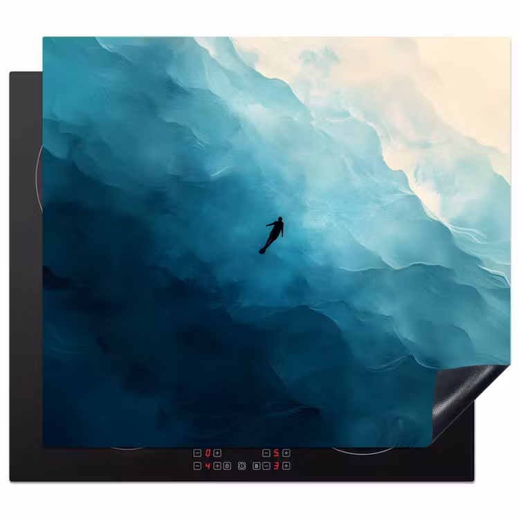 Zee - Silhouet - Abstract - Blauw Inductie beschermer vinyl 3mm middel -3d