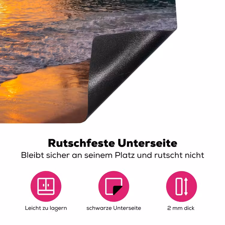 Zee - Zonsondergang - Boot - Natuur - Oranje Inductie beschermer vinyl 3mm middel -zzzzzzz-lf-onderkant