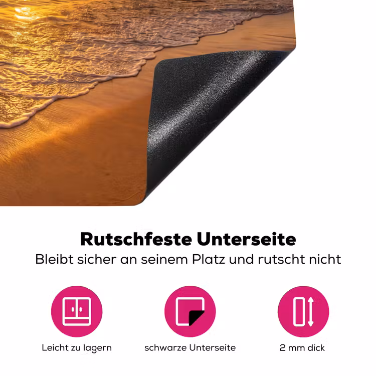 Zee - Zonsondergang - Golven - Kust - Oranje Inductie beschermer vinyl 3mm middel -zzzzzzz-lf-onderkant