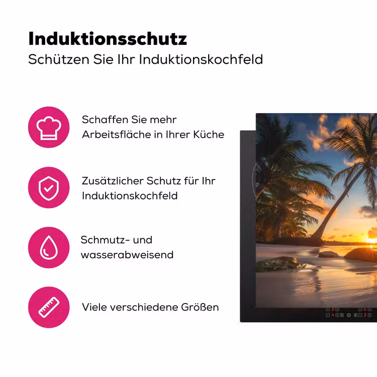 Zee - Strand - Zonsondergnag Inductie beschermer vinyl 3mm klein -zzzzzzz-lf-ups