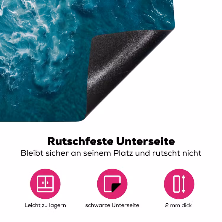 Zee - Strand - Golven - Natuur - Blauw Inductie beschermer vinyl 3mm middel -zzzzzzz-lf-onderkant