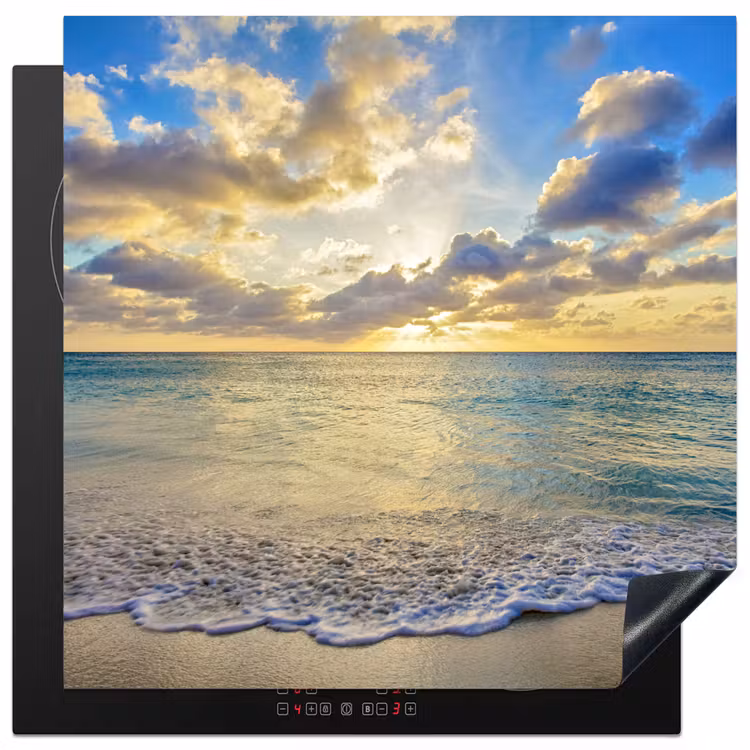 Zee - Strand - Wolken - Zon Inductie beschermer vinyl 3mm middel -3d