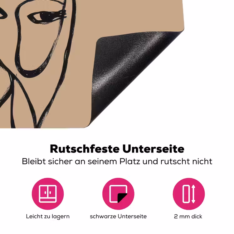 Gezichtenzee - Lijntekening - Abstract Inductie beschermer vinyl 3mm klein -zzzzzzz-lf-onderkant