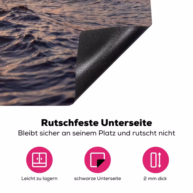 Zee - Golven - Zonsondergang - Kust - Goud Inductie beschermer vinyl 3mm middel -zzzzzzz-lf-onderkant