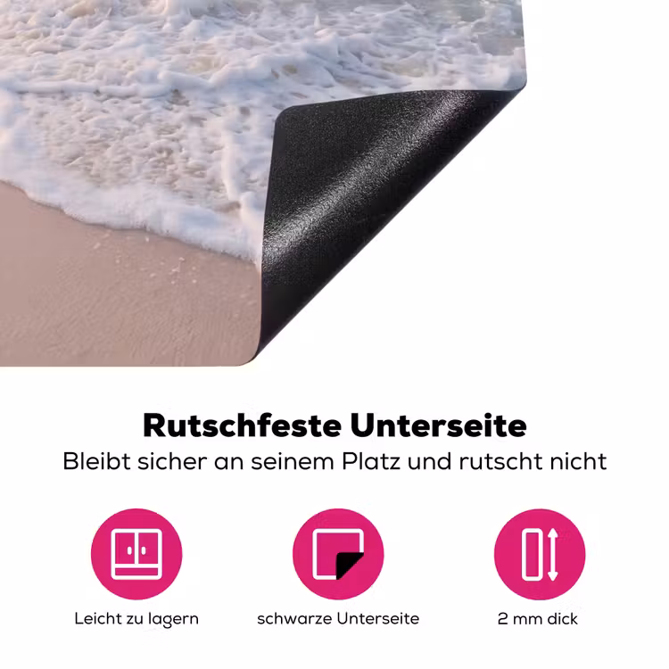 Zee - Golven - Strand - Natuur - Wit Inductie beschermer vinyl 3mm middel -zzzzzzz-lf-onderkant