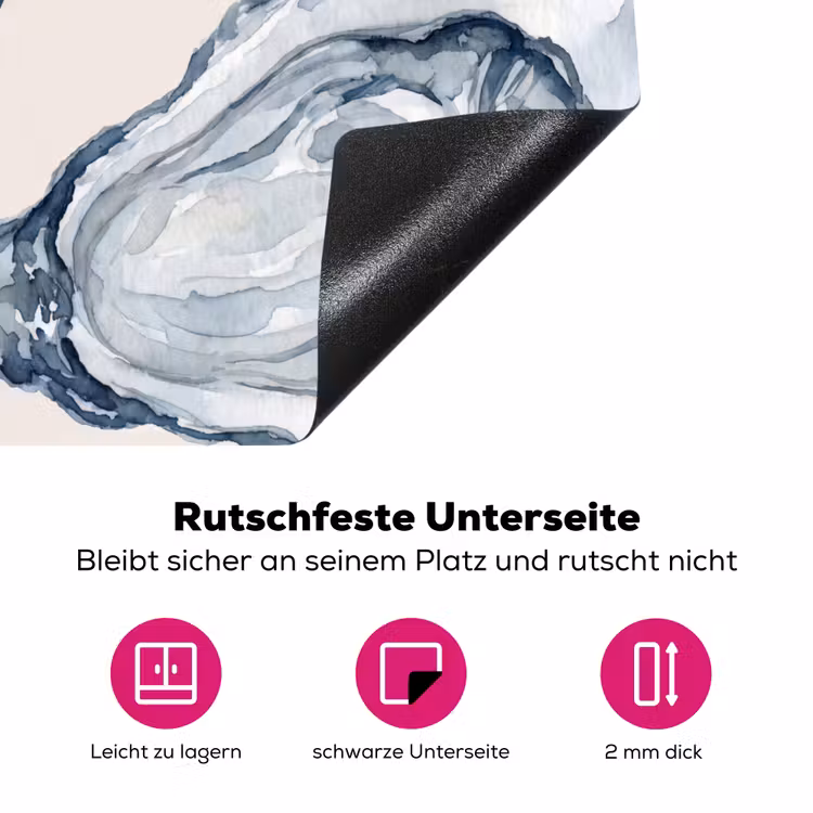 Zeeleven - Oester - Aquarel - Minimalistisch - Blauw Inductie beschermer vinyl 3mm middel -zzzzzzz-lf-onderkant