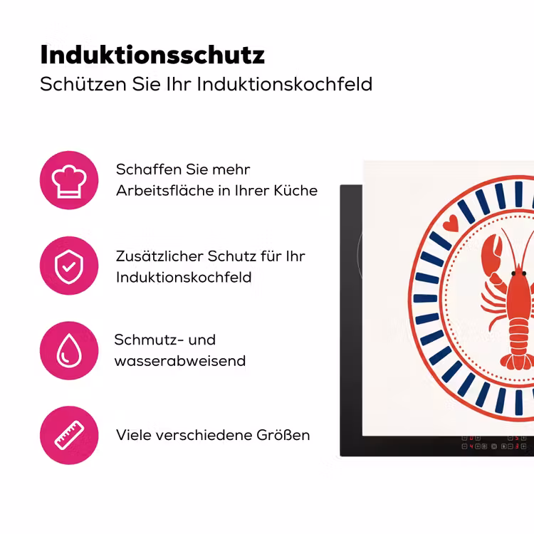 Zeeleven - Kreeft - Embleem - Grafisch - Rood Inductie beschermer vinyl 3mm middel -zzzzzzz-lf-ups