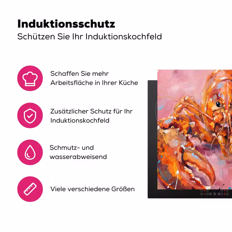 Zeeleven - Kreeft - Spatters - Abstract - Roze Inductie beschermer vinyl 3mm middel -zzzzzzz-lf-ups