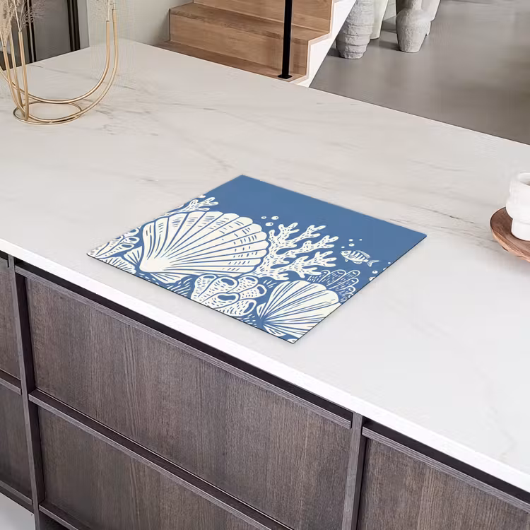 Zeeleven - Koraal - Schelp - Vis - Illustratie - Onderwater Inductie beschermer vinyl 3mm middel -sfeer8