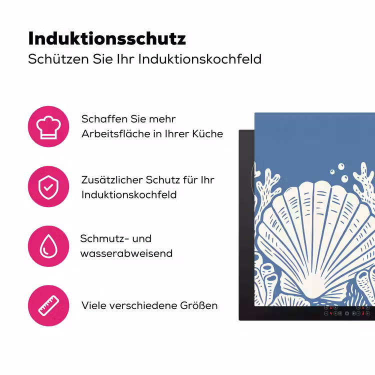 Zeeleven - Koraal - Schelp - Vis - Illustratie - Onderwater Inductie beschermer vinyl 3mm middel -zzzzzzz-lf-ups
