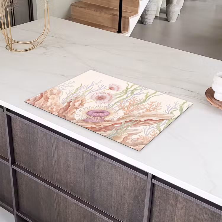 Zeeleven - Koraal - Onderwater - Illustratie - Kleurrijk Inductie beschermer vinyl 3mm klein -sfeer8