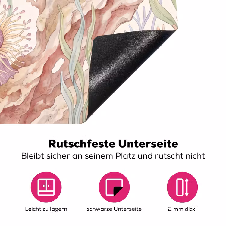 Zeeleven - Koraal - Onderwater - Illustratie - Kleurrijk Inductie beschermer vinyl 3mm klein -zzzzzzz-lf-onderkant
