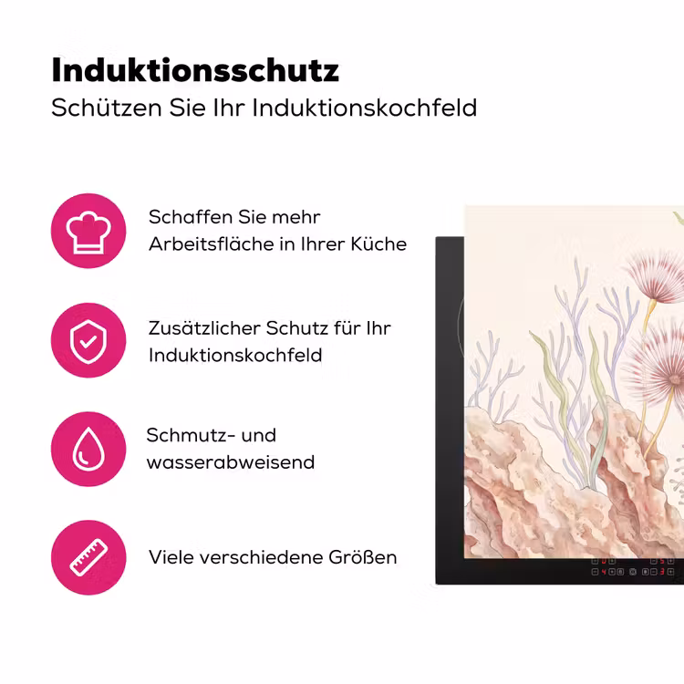 Zeeleven - Koraal - Onderwater - Illustratie - Kleurrijk Inductie beschermer vinyl 3mm klein -zzzzzzz-lf-ups