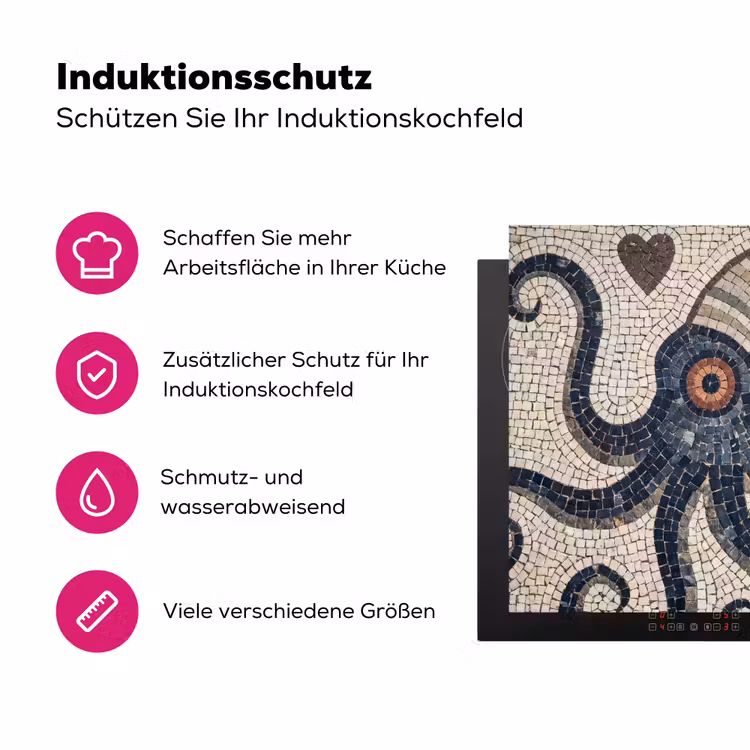 Zeeleven - Mozaïek - Kunst - Vintage - Beige Inductie beschermer vinyl 3mm middel -zzzzzzz-lf-ups