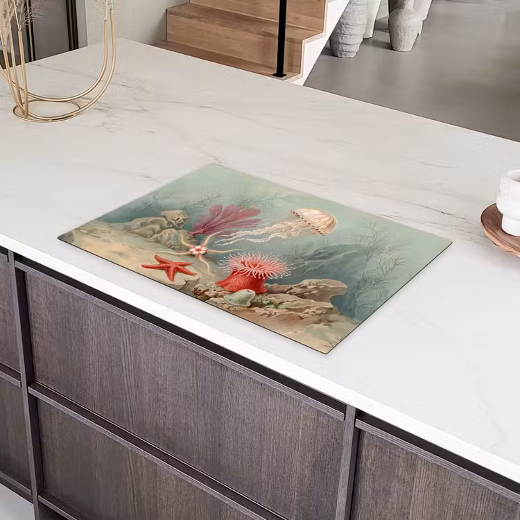 Zeeleven - Kwal - Onderwater - Illustratie - Beige Inductie beschermer vinyl 3mm klein -sfeer8