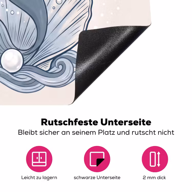 Zeemeermin - Schelp - Zee - Fantasie - Blauw Inductie beschermer vinyl 3mm middel -zzzzzzz-lf-onderkant