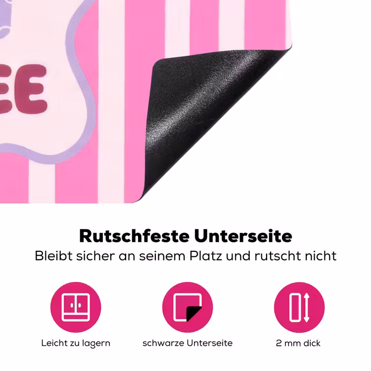More coffee - Roze - Paars - Strepen - Mok Inductie beschermer vinyl 3mm klein -zzzzzzz-lf-onderkant