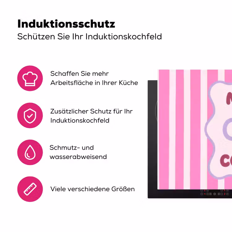 More coffee - Roze - Paars - Strepen - Mok Inductie beschermer vinyl 3mm klein -zzzzzzz-lf-ups