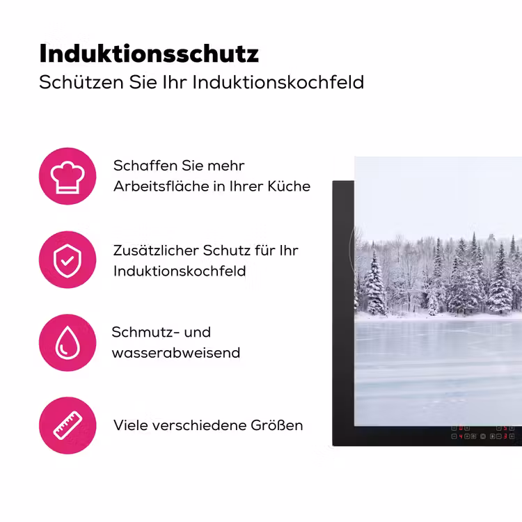 Meer - Dennen - IJs - Winter - Rustgevend Inductie beschermer vinyl 3mm klein -zzzzzzz-lf-ups