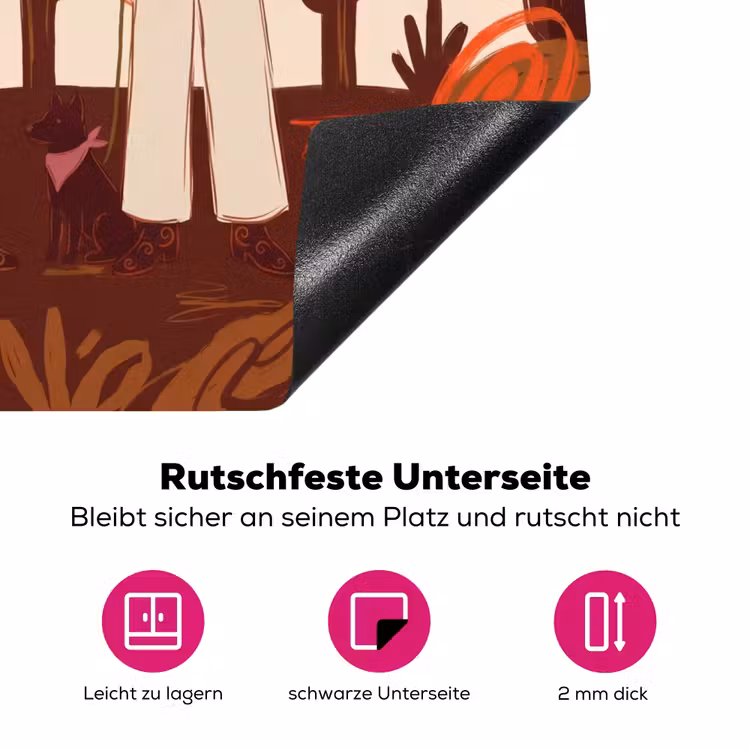 Mensen - Cowboykleding - Westerse stijl - Illustratie - Bruin Inductie beschermer vinyl 3mm middel -zzzzzzz-lf-onderkant