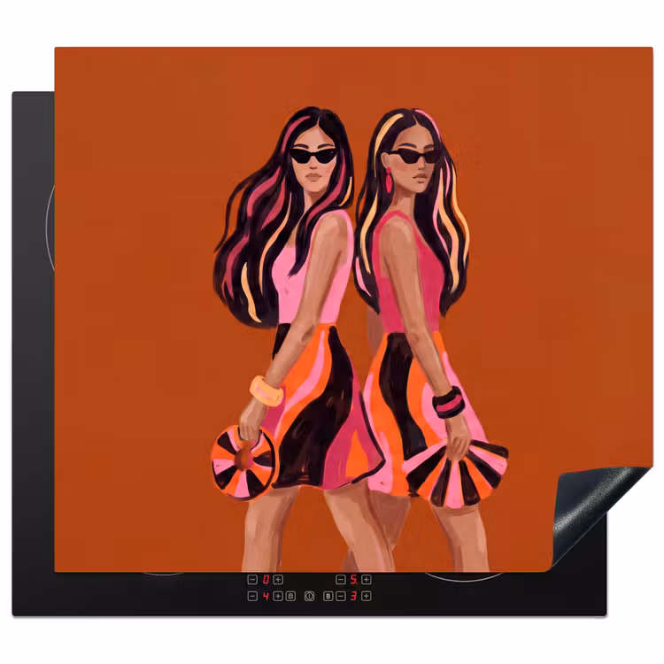 Mensen - Duo - Mode - Illustratie - Kleurrijk Inductie beschermer vinyl 3mm middel -3d