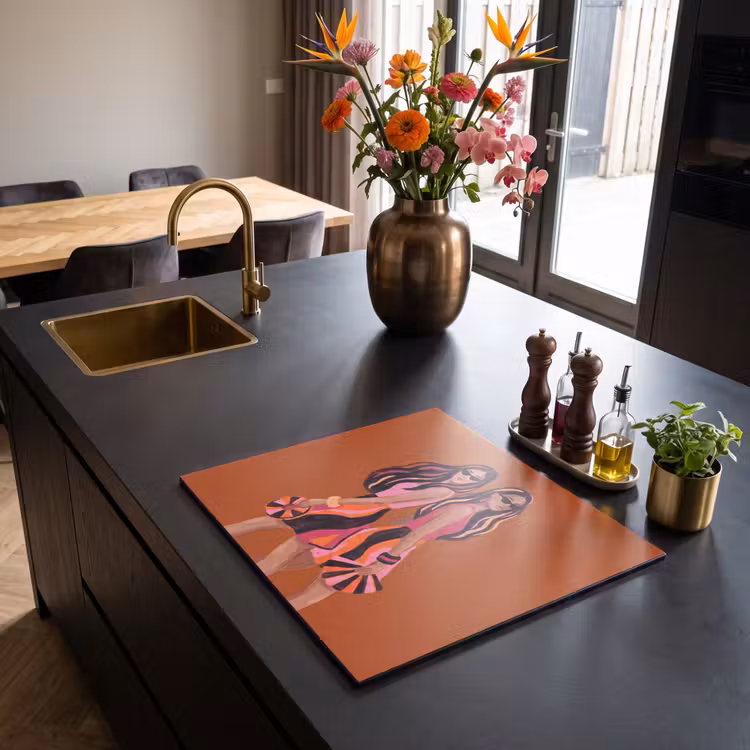 Mensen - Duo - Mode - Illustratie - Kleurrijk Inductie beschermer vinyl 3mm middel -sfeer5