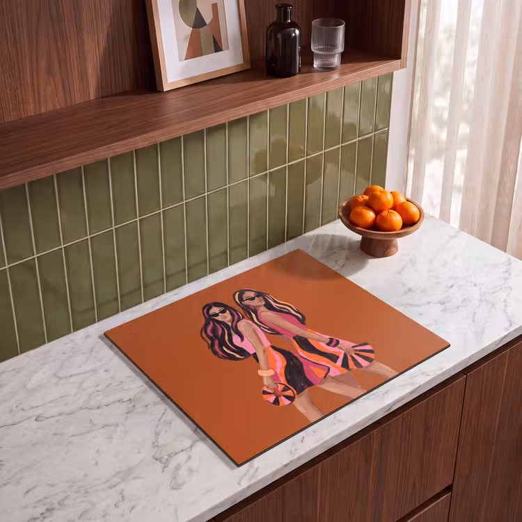 Mensen - Duo - Mode - Illustratie - Kleurrijk Inductie beschermer vinyl 3mm middel -sfeer8