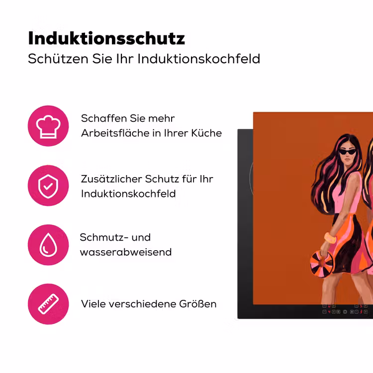 Mensen - Duo - Mode - Illustratie - Kleurrijk Inductie beschermer vinyl 3mm middel -zzzzzzz-lf-ups