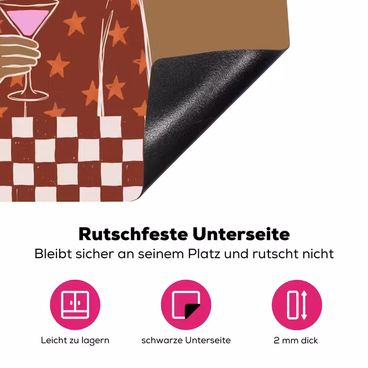 Mensen - Hoed - Cocktail - Abstract - Modern Inductie beschermer vinyl 3mm middel -zzzzzzz-lf-onderkant