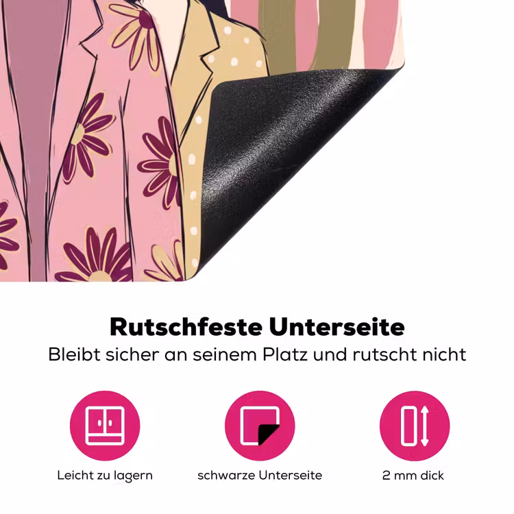 Mensen - Hoeden - Abstract - Roze - Portret Inductie beschermer vinyl 3mm middel -zzzzzzz-lf-onderkant