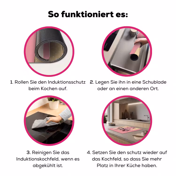 Mensen - Hoeden - Abstract - Roze - Portret Inductie beschermer vinyl 3mm middel -zzzzzzz-lf-werking