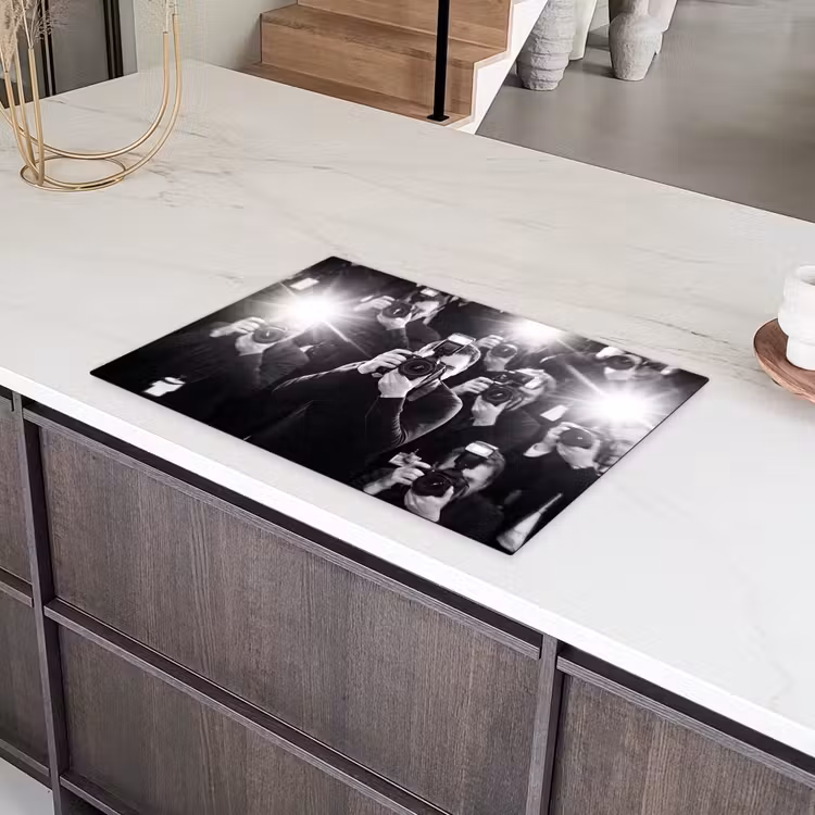 Mensen - Camera - Flitslicht - Zwart-wit - Media Inductie beschermer vinyl 3mm klein -sfeer8
