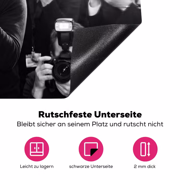 Mensen - Camera - Flitslicht - Zwart-wit - Media Inductie beschermer vinyl 3mm klein -zzzzzzz-lf-onderkant