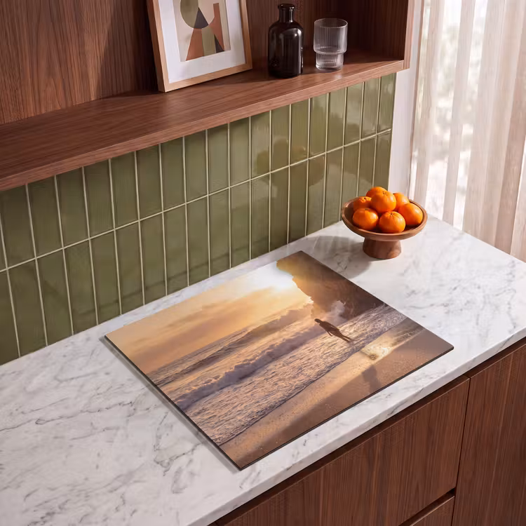 Mensen - Oceaan - Zonsondergang - Kust - Goud Inductie beschermer vinyl 3mm middel -sfeer8