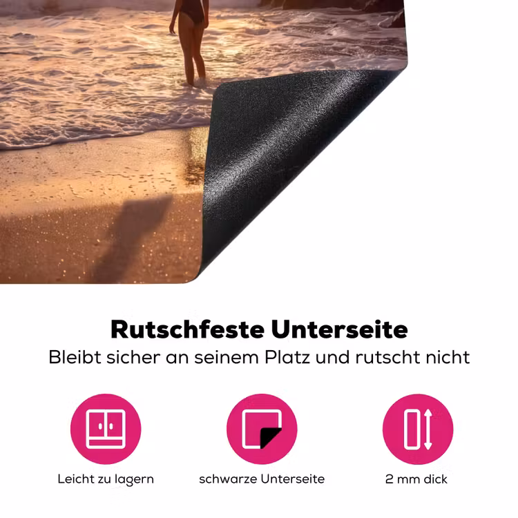 Mensen - Oceaan - Zonsondergang - Kust - Goud Inductie beschermer vinyl 3mm middel -zzzzzzz-lf-onderkant