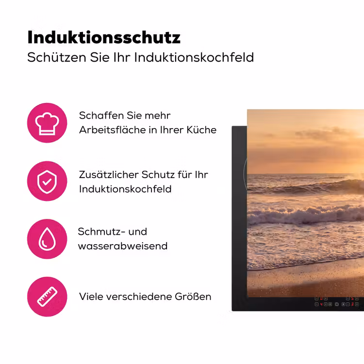 Mensen - Oceaan - Zonsondergang - Kust - Goud Inductie beschermer vinyl 3mm middel -zzzzzzz-lf-ups