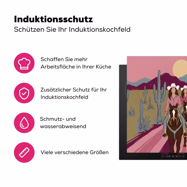 Mensen - Paard - Woestijn - Abstract - Roze Inductie beschermer vinyl 3mm middel -zzzzzzz-lf-ups