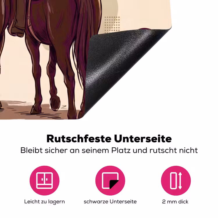 Mensen - Ruiters - Western - Illustratie - Bruin Inductie beschermer vinyl 3mm middel -zzzzzzz-lf-onderkant