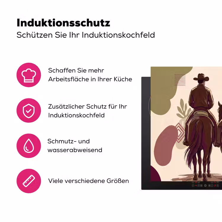 Mensen - Ruiters - Western - Illustratie - Bruin Inductie beschermer vinyl 3mm middel -zzzzzzz-lf-ups