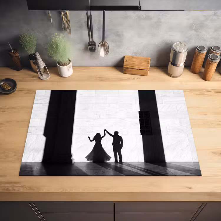 Mensen - Schaduw - Dans - Zwart-wit - Liefde Inductie beschermer vinyl 3mm klein -sfeer5